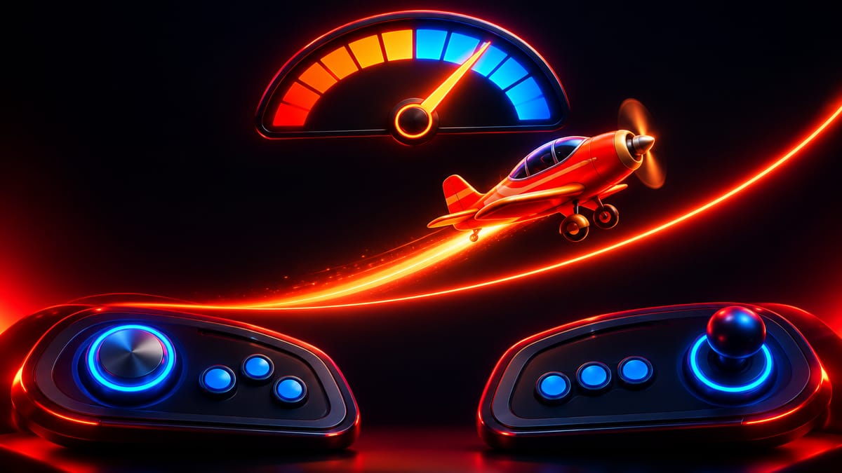 How to play Aviator on 1Win: a plane climbs along a multiplier curve above two bet panels
