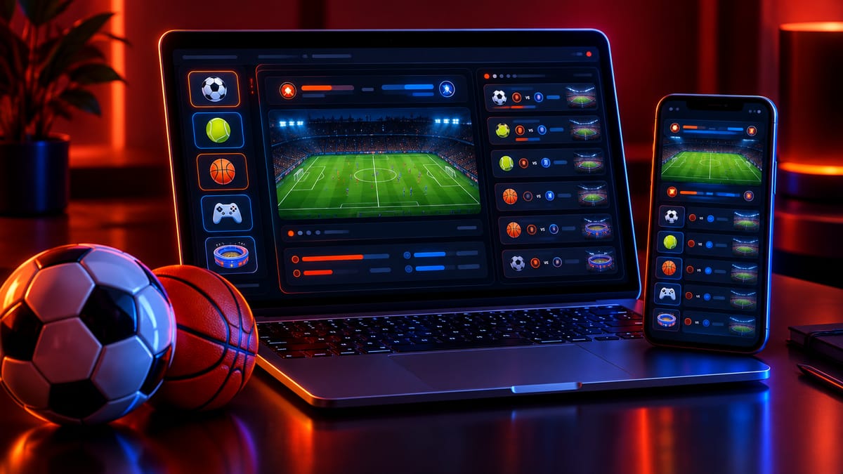 1Win sports betting interface with sport categories, live markets and an open bet slip